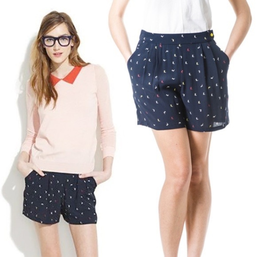 Sessun Paris Silk Mini Cat Print Shorts FR36 US4